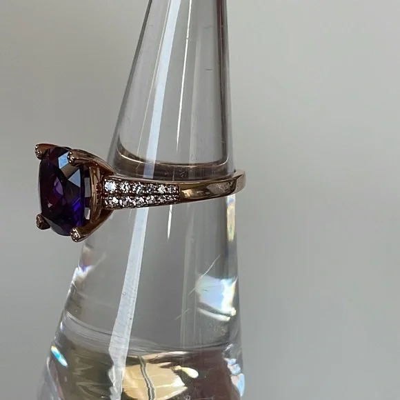 3 ct.Amethyst Cushion Cut Round Ring 6 1/2 - Picture 14 of 16